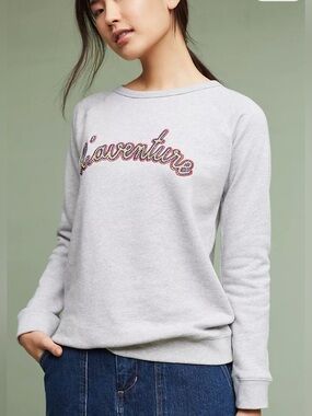Maison Labiche L'aventure Embroidered Gray Crewneck Sweatshirt